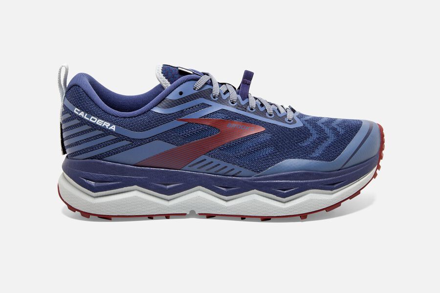 Mens Brooks Caldera 4 Trail Shoes Deep Cobalt/Blue/Red | Shoes 4905-KOLWG